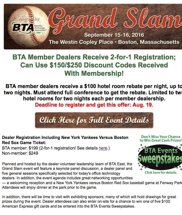 BTA Grand Slam Info